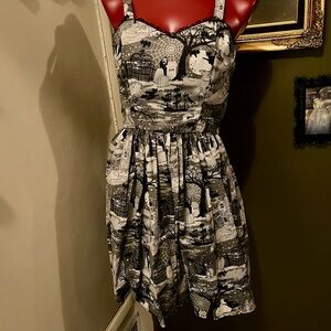 Cyanide Kiss Vampire Haunted Cemetery dress bats, witches, black cats NWOT